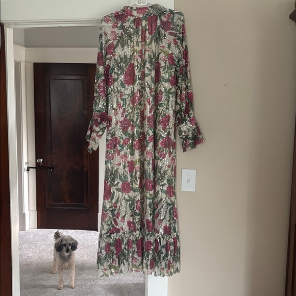 Chic Long Sleeve Floral Dress in Pink and Green - Picture 3 of 4